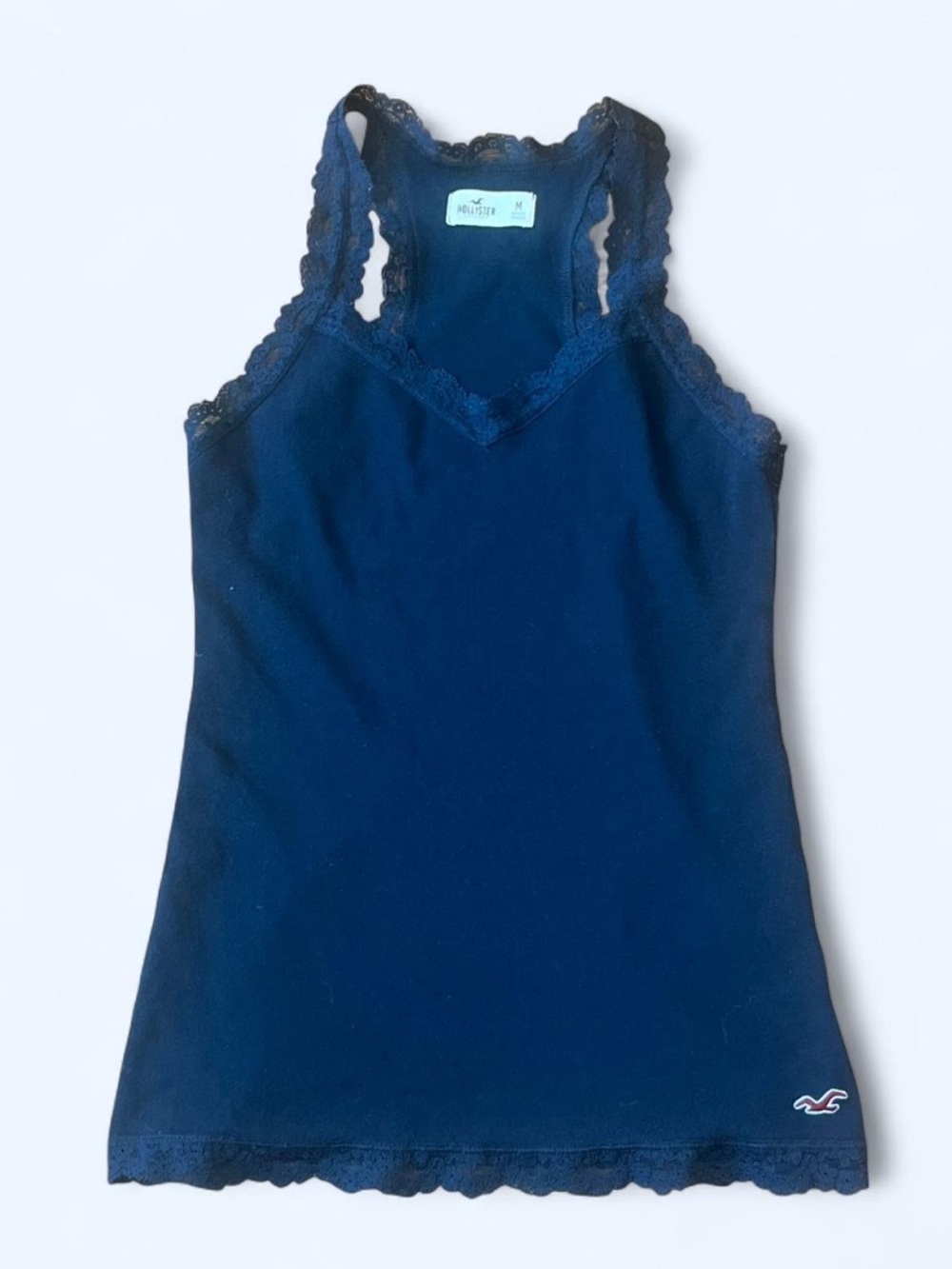Hollister Dark Blue Lace-Edged Racerback Tank